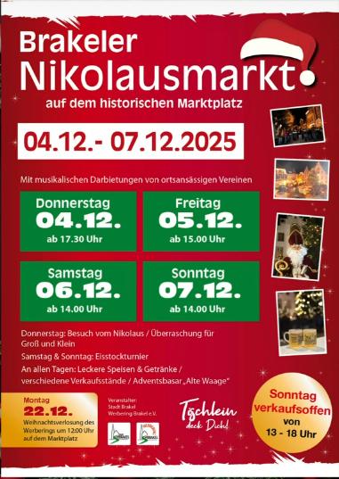 Plakat des Nikolausmarkts Brakel 2025