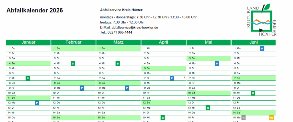 Leerungstermine 2026